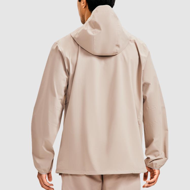 Under Armour Stormproof Solid Color Logo Print Zip Hoodie Jacket Men Jackets Desert-Brown 1376066-236