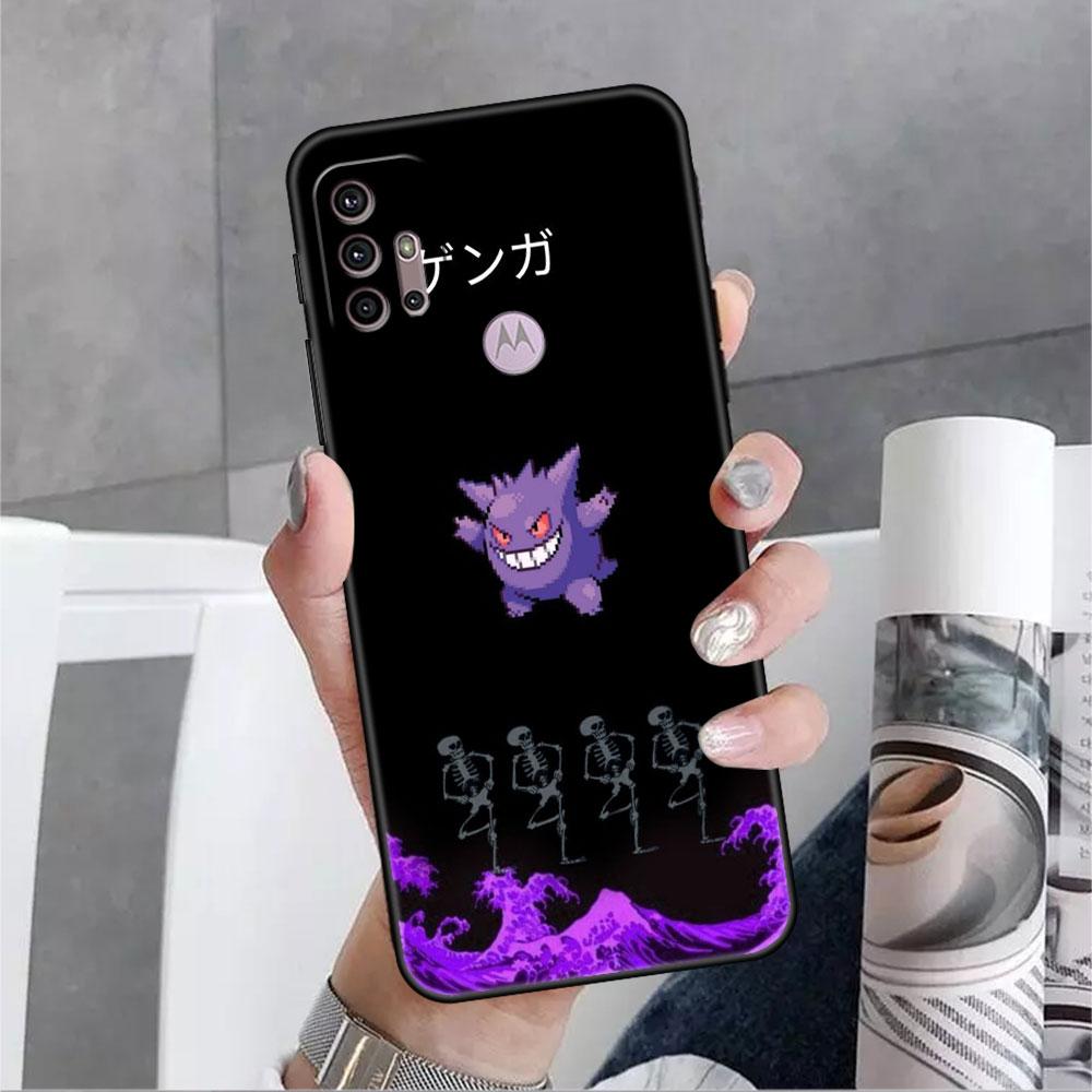 Süße Pokemon Gengar Hülle für Motorola G30 G60 G22 G9 Play G82 G52 G8 G9 G50 One Fusion Edge 20 Schwarz Soft Phone Capas Silikon