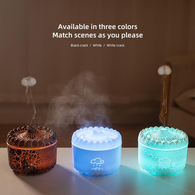 V76 Jellyfish Flame Aroma Diffuser With Remote 2 Spray Modes Colorful Lights 300mL Humidifier With Timer/Essential Oil