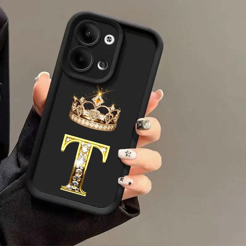 Crown Initial Letter T W R N Phone Cases For Oppo Reno 14 13 12 11 F 10 5G 6 7 8 Pro Plus Cover 8T 7Z 8Z 14Pro Shockproof Fundas