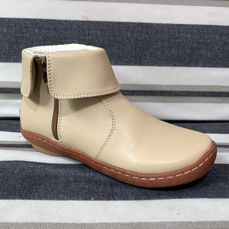 

2025 foreign trade new women s boots large size round head leather boots sewing line side zipper Martin boots turn large size women s shoes 43