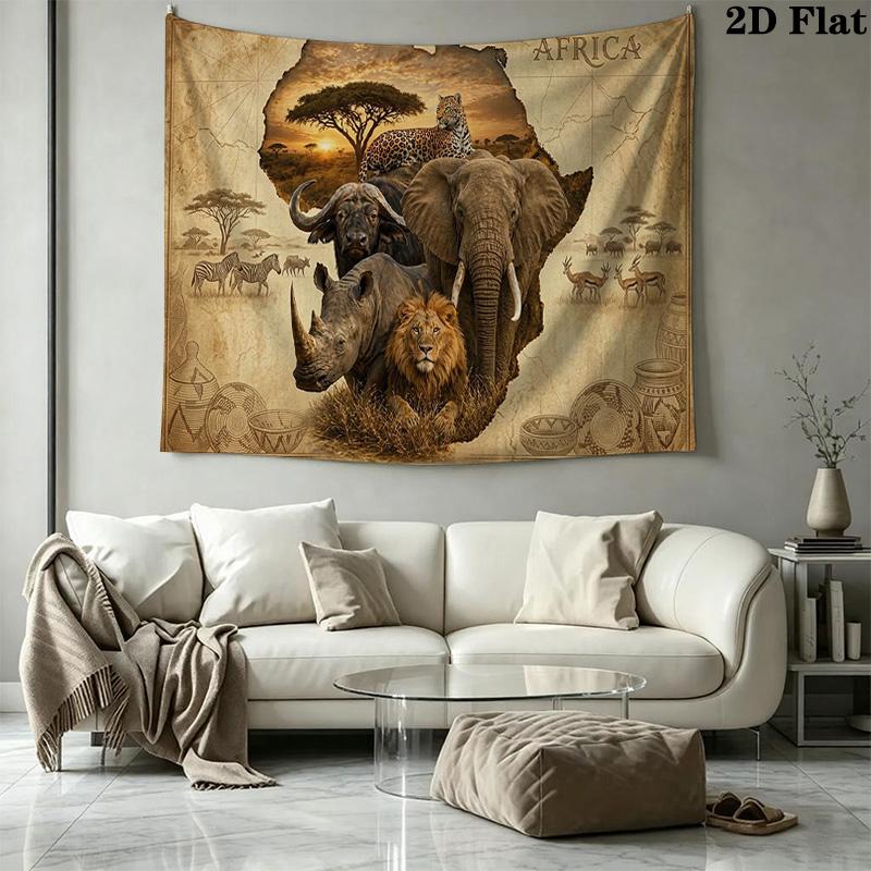 Afrikanische Tiere Wandteppich Ästhetischer Wandbehang Bedruckter Stoffdecke Dekorative Wandteppiche für Schlafzimmer Wohnzimmer Heimdekoration