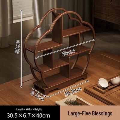Plum Blossom Solid Wood Desktop Tea Curio Shelf