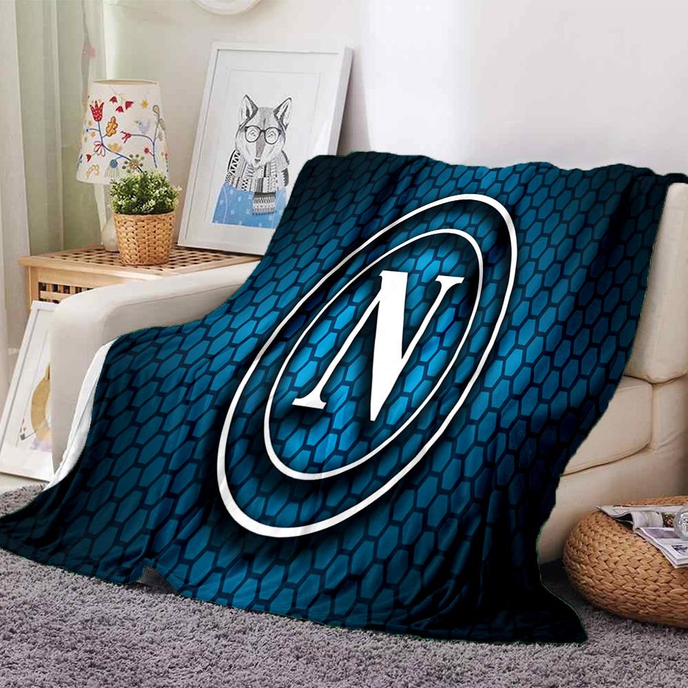 Coperta in Flanella Blu Elettrico con Logo Napoli, Poliestere Morbido, Design Moderno, Per Tutte le Stagioni per Campeggio, Viaggi, Regali per le Feste o Compleanni