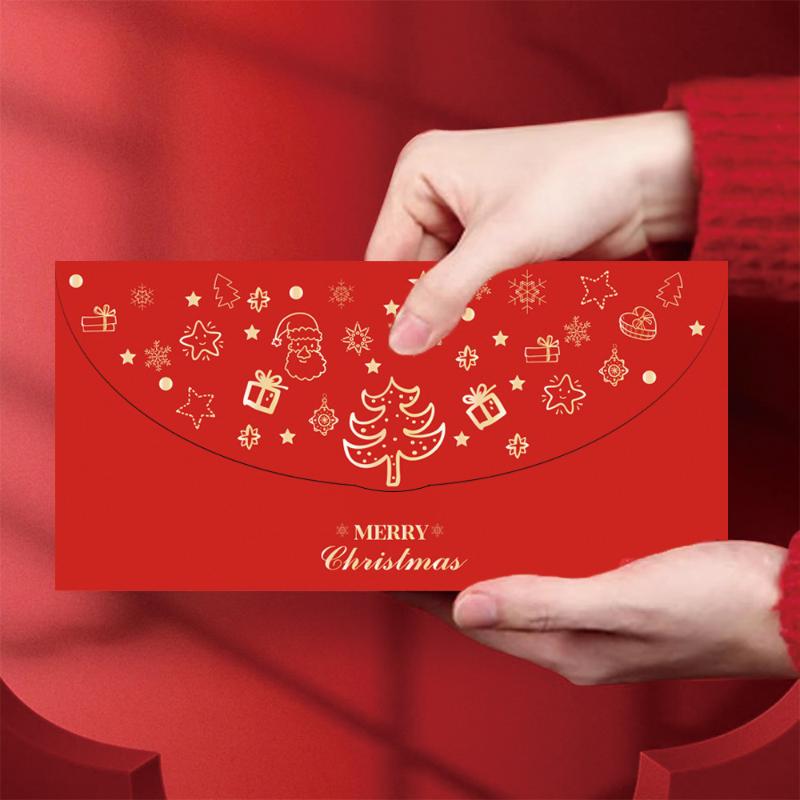 2/5Pcs Gold Foil Designed Red Envelope Bags Christmas Blessing Lucky Money Bags Christmas Party Supplies Happy New Year Gifts