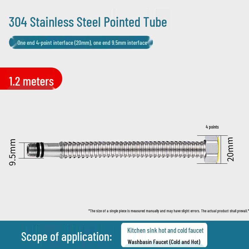 304 Stainless Steel Corrugated Explosion-Proof Hose for Hot/Cold Water Faucets and Sinks