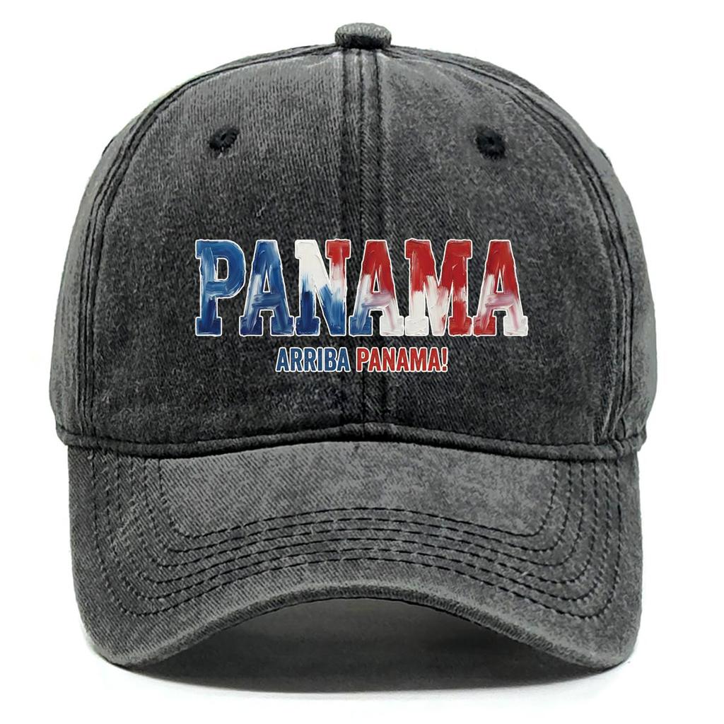"PANAMA" "ARRIBA PANAMA" Flag Printed Sun Hat , Adjustable Snapback Baseball Cap Curved Brim Hip Hop Vintage Non-Stretch Fabric Sun Hat
