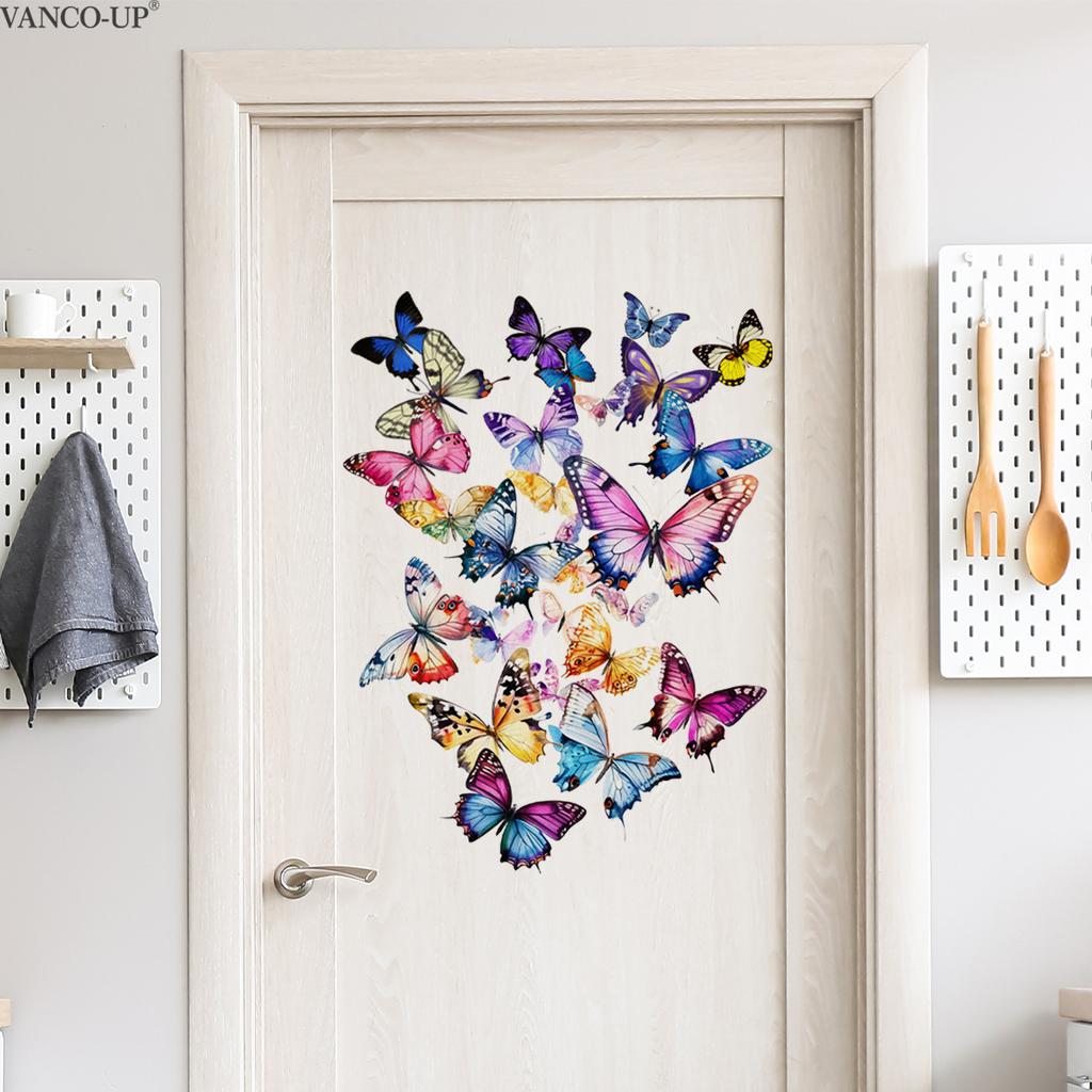 Colorful Simple Butterfly Creative Wall Stickers, Self-Adhesive Decor for Bedroom Living Room Background Decoration