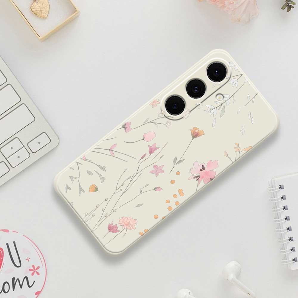 For Samsung Galaxy S25 FE Case Flower Pattern Printing Straight Edge TPU Phone Back Cover