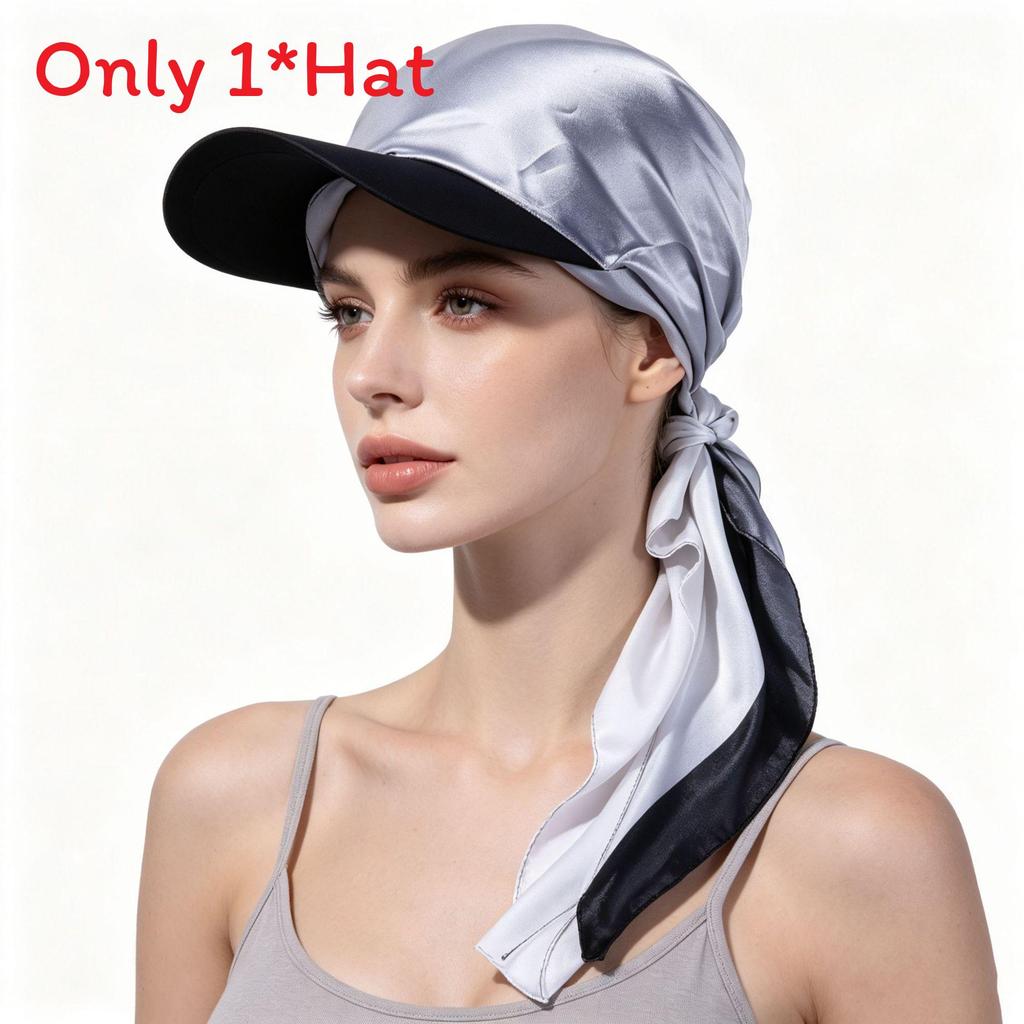 Fashion Print Silk Scarf Headwear With Sun Protection For Outdoor Activities