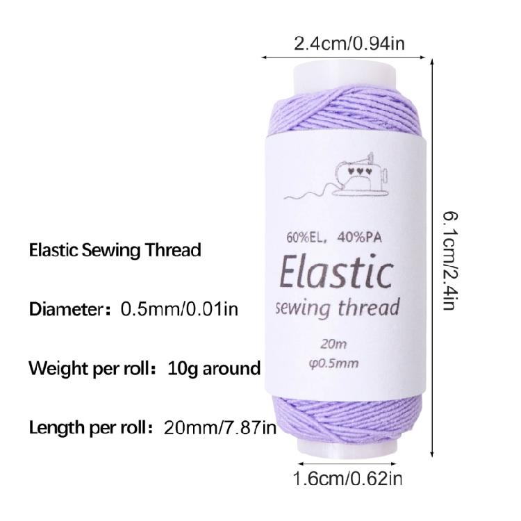 Elastic Sewing Thread 6 Color Sewing Thread 21.87Yard Per Spool Elastic Thread for Sewing Machine Hand Stitching