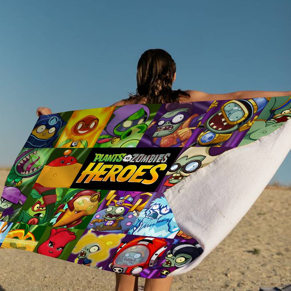 P-Plants-vs-Zombie Cartoon Microfiber Beach Towel Absorbent Quick Dry Soft Yoga Swimming Resort Mountain Climbing Towel