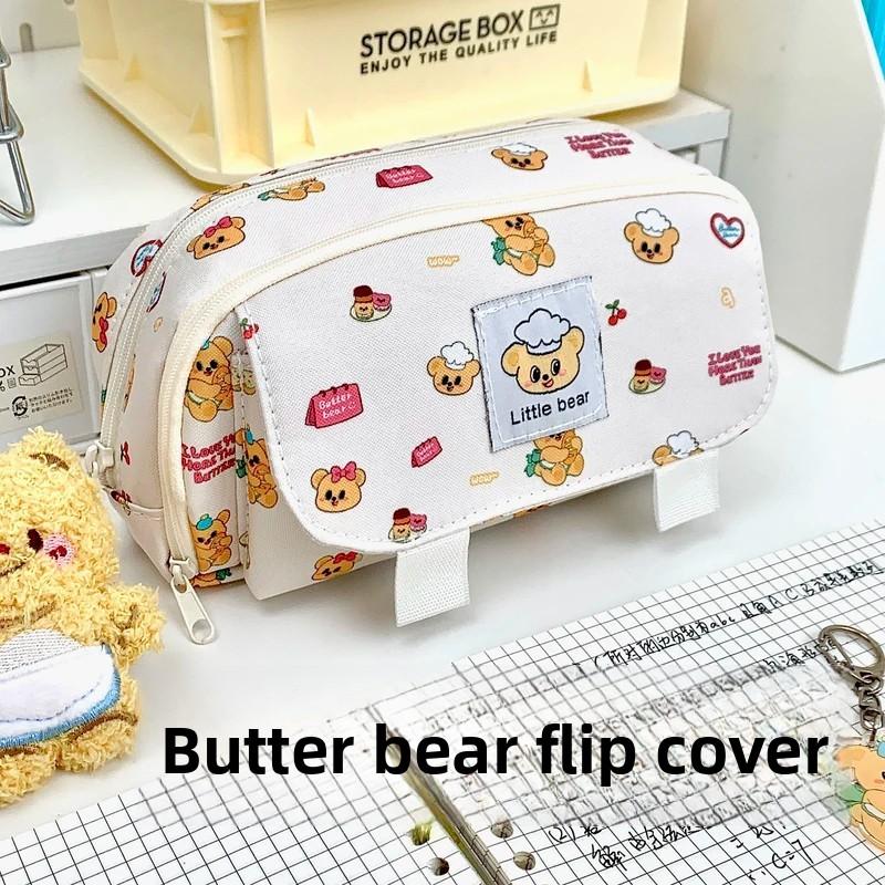 

Pen Case - A Large Capacity Cute Animal Printed Cosmetic and Stationery Storage Bag with Zipper Closure, Durable Fabric Pen Case