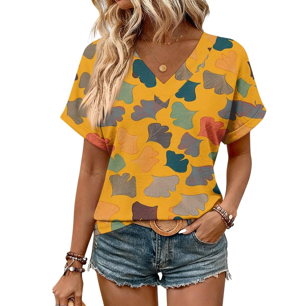 Womens Summer Tops  Short Sleeve V Neck Shirts Casual Dressy  Summer Blouses Tunic Top