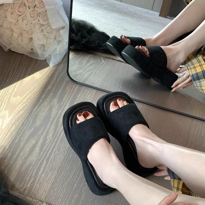 Fashion Women Platform Slippers Fashion Wedge Heeled Sandals Luxury Suede Casual Slides Summer New Beach Shoes for Women Sandalias Mujer