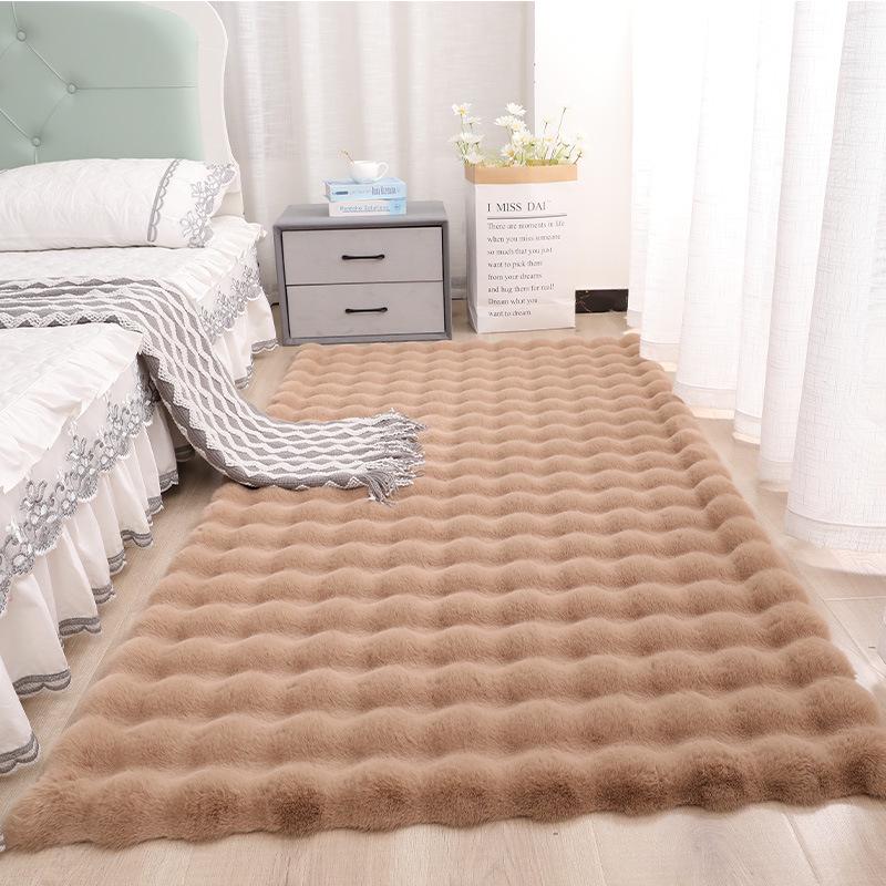 Plush Faux Rabbit Fur Bedroom Rug - Soft Tatami Full Coverage for Girls