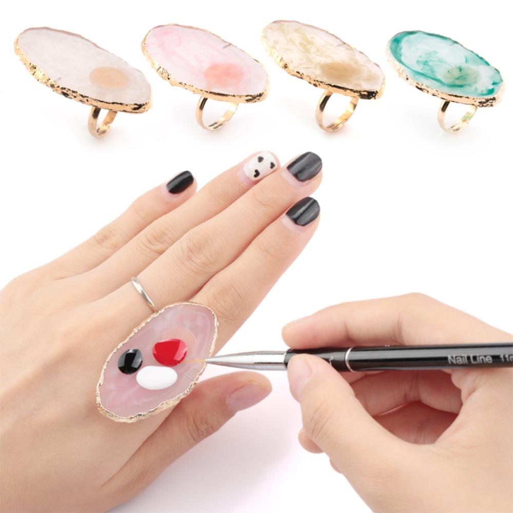 2PCS Yellow Resin Nail Art Palette Adjustable Finger Ring Nail Ring Palette  Nail salon жёлтый