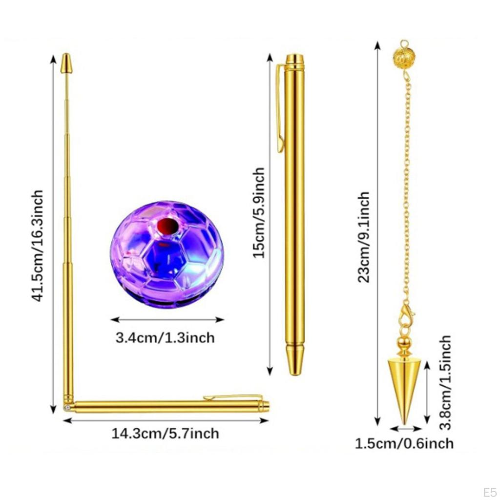 Ensemble de baguettes de sourcier en cuivre rétractable portable pratique pendule paranormal pendentif fortune