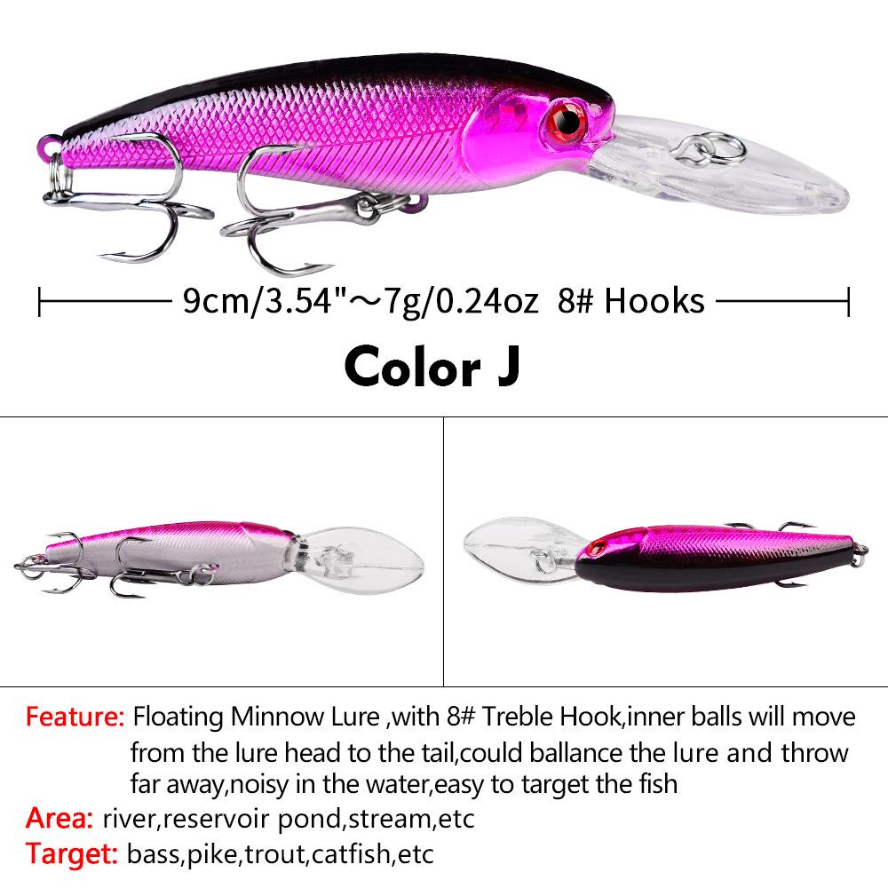 PRO BEROS 9cm/7.28g Minnow Hard Plastic Bionic Fishing Lure - Model DXM006