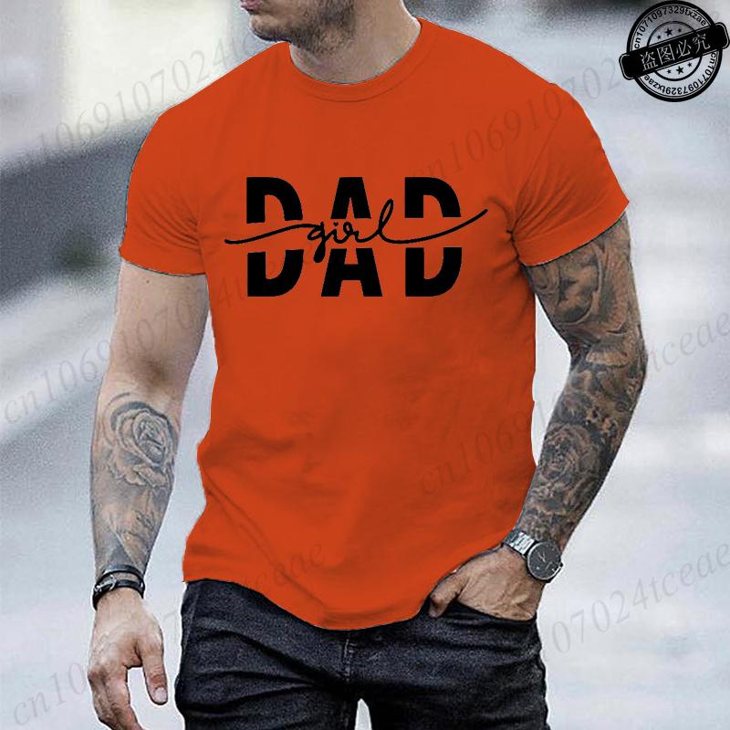 Dad Girl Printed T-Shirt for Men Dad Girl Graphic Tees Tshirts Funny Papa Gift Short Sleeve O Neck Men's T-Shirts Clothing Tops