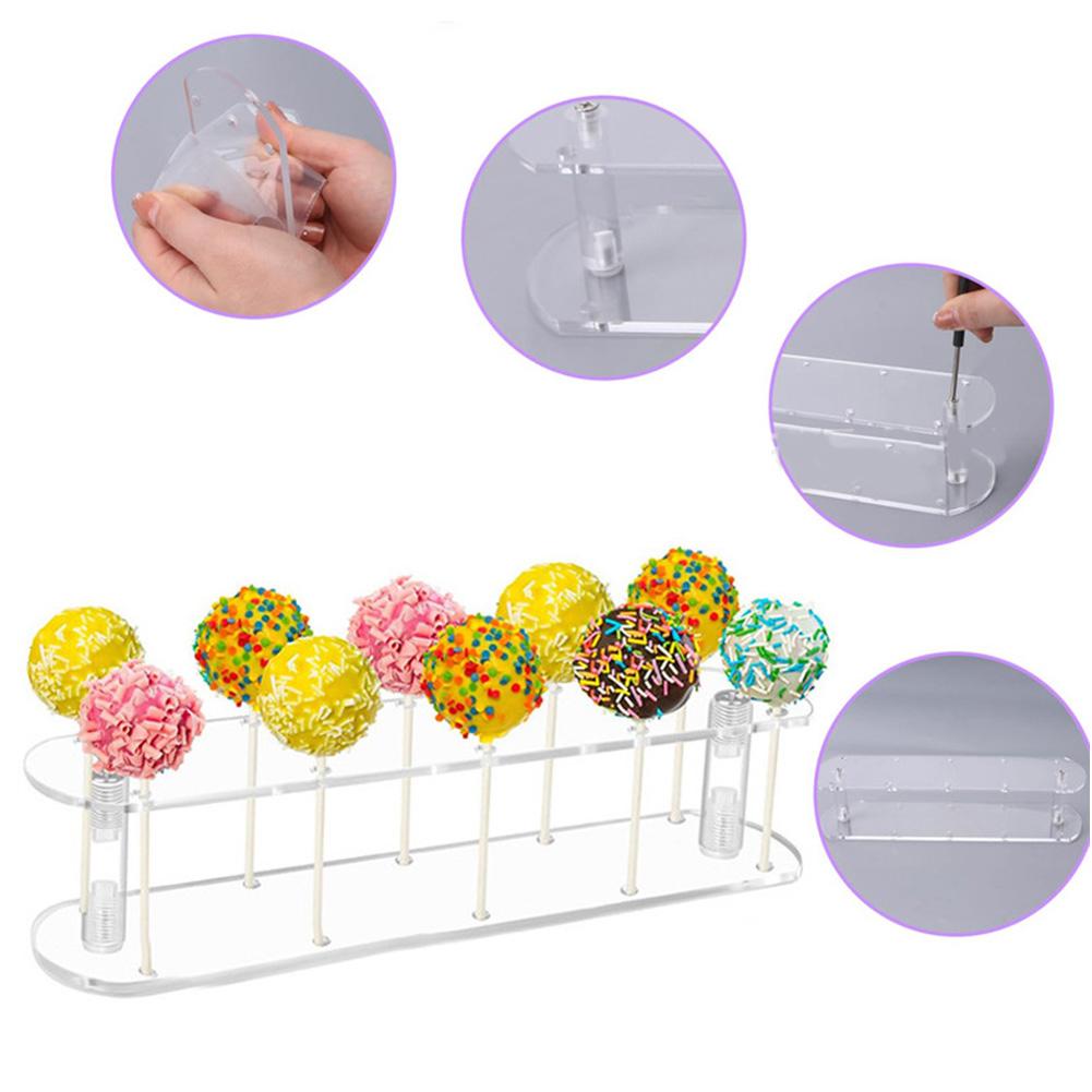 1pcs Transparent Acrylic Party Lollipop Rack 20*6*5cm Clear Acrylic Cake Stand 10 Holes For Weddings & Parties Storage Parts