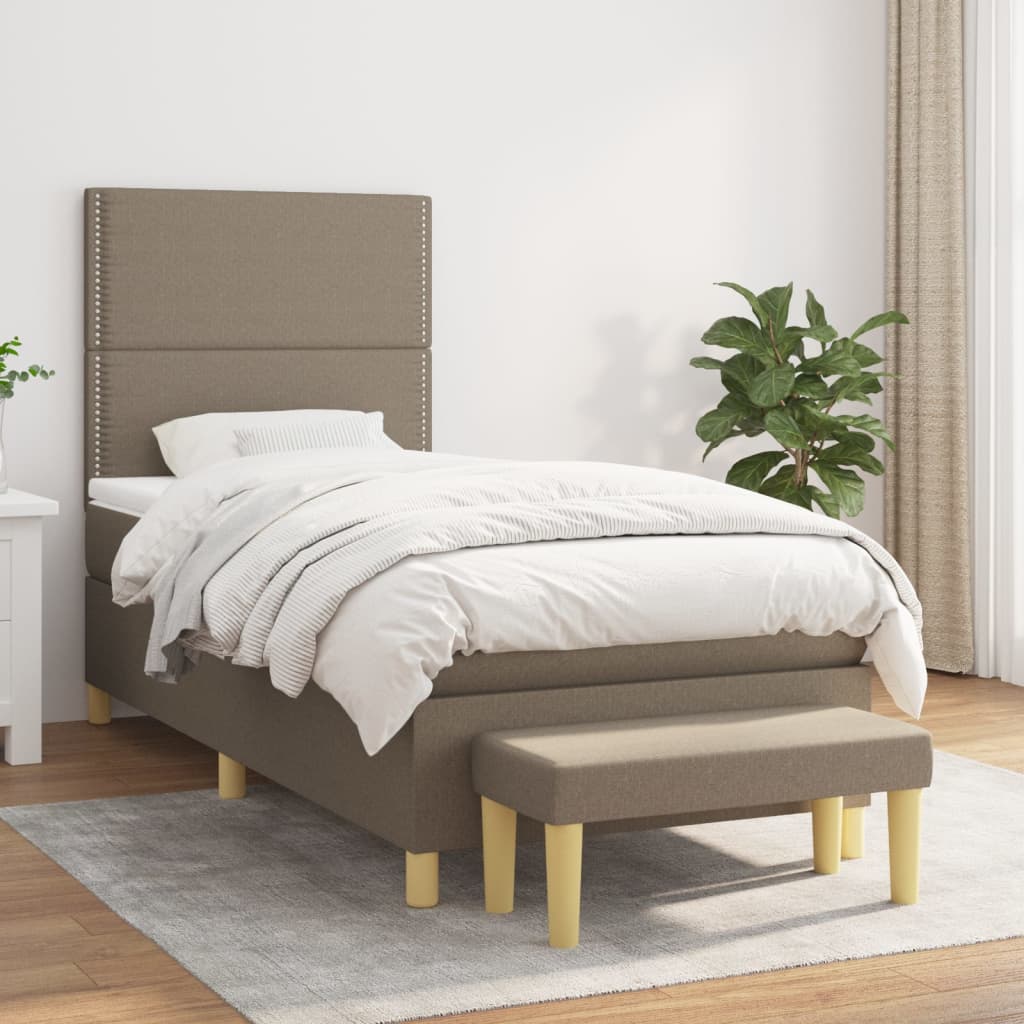 Box Spring Bed with Mattress Taupe 100x200 cm Fabric