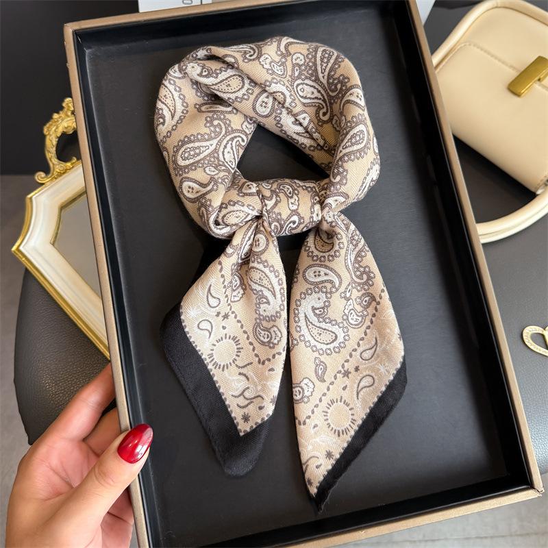 Luxury Brand Linen-Cotton Print Square Scarf Women Neck Tie Female Hair Bandana Headkerchief Shawl Wrap Hijab Echarpe