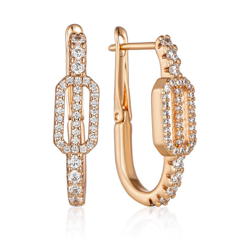 

Геометричні Англійські Сережки Для Жінок Модні Колір Рожевого Золота Блискучі Натуральний Циркон Аксесуари Щоденні Тонкі Прикраси