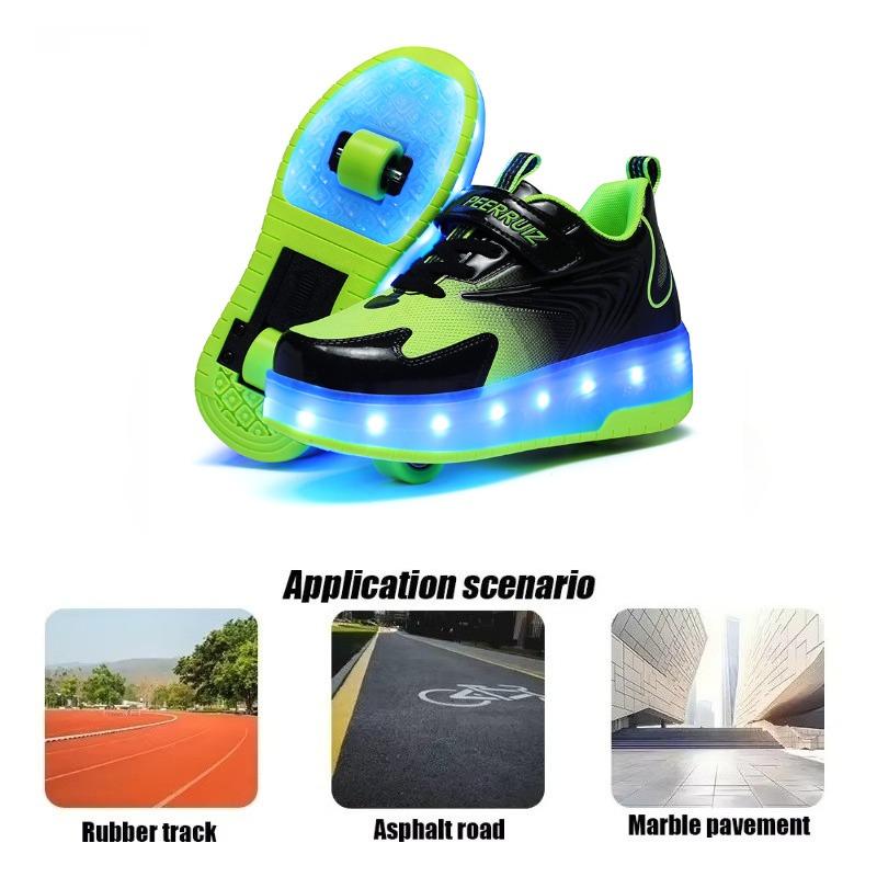 2 Wheel Inline Roller Skates Shoes for Boys and Girls LED Roller Skates for Children's Racing Ice Skating Sneaker with Wheels