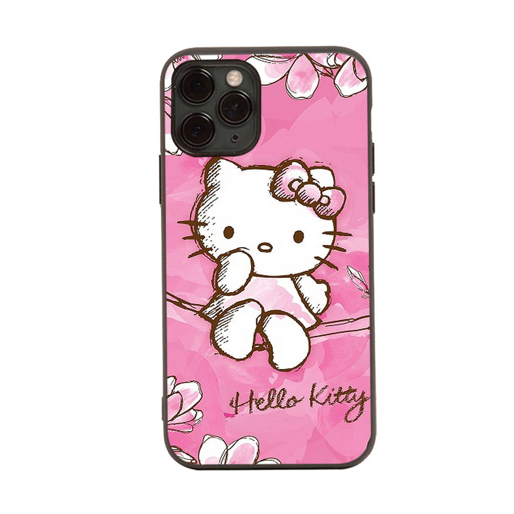Case for iPhone 16 15 Plus 14 13 12 11 Pro 8 7 6S 6 SE 5S X XR XS Max Realme C30 C33 C31 9I Black Sofe Cover LI14 Hello Kitty
