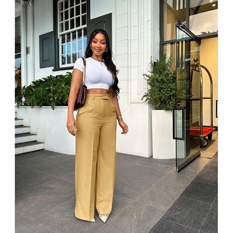 High Waist Straight Wide Leg Pants