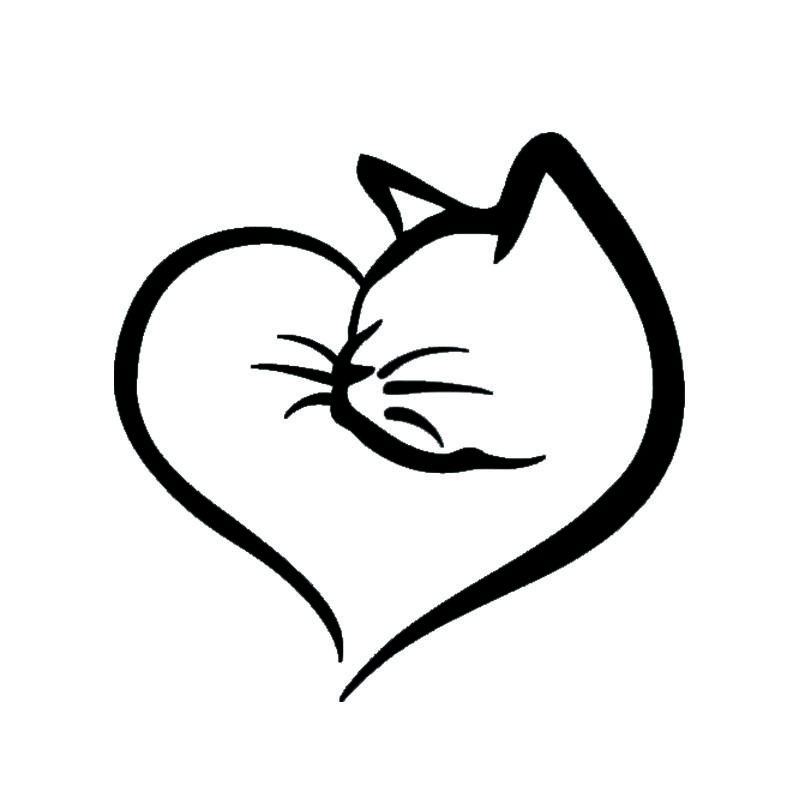 

DS22 # 15x15 см Водонепроницаемая наклейка на автомобиль с изображением кота и сердца - прочный ПВХ, ночной безопасный внешний декор автомобиля 15x15cm чёрный