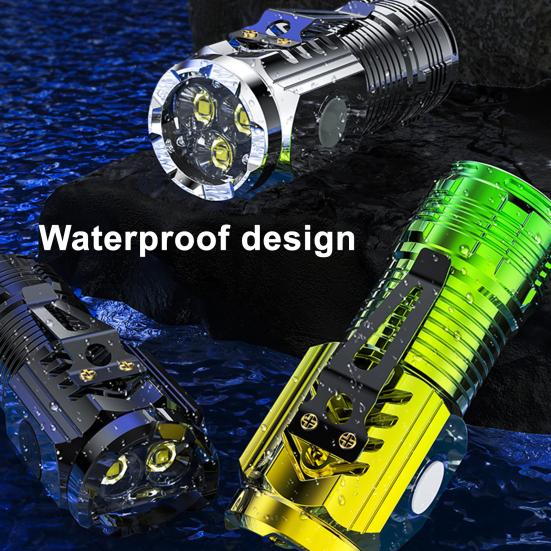 3-LED Mini Flashlight Type-C LED Torch with Magnetic Clip Waterproof Portable Emergency Light Lightweight Work Light for Outdoor Camping Hiking