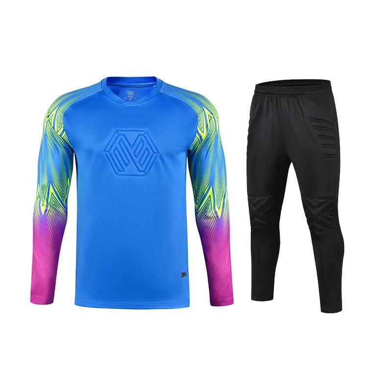 Men Boys Football Jersey Tracksuit Long SleeveGradient Color Seaside Buffer Protection Adult Kids Goalkeeper Suits