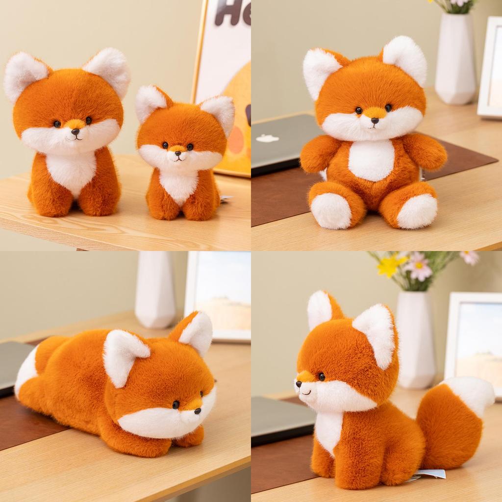 Cute Fox Plush Toy Desk Companion With Soft Pp Cotton For Office Decor And Gift