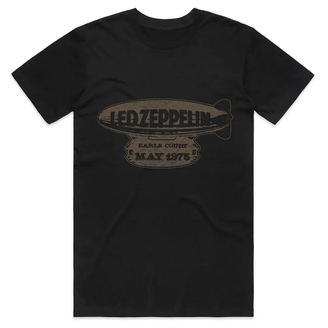 

2026 Earl s Court 75 Дирижабль - Черная Футболка Led Zeppelin Футболка Группы Летняя Хлопковая Мужская Футболка Одежда Футболка Y2k Женская 4XL