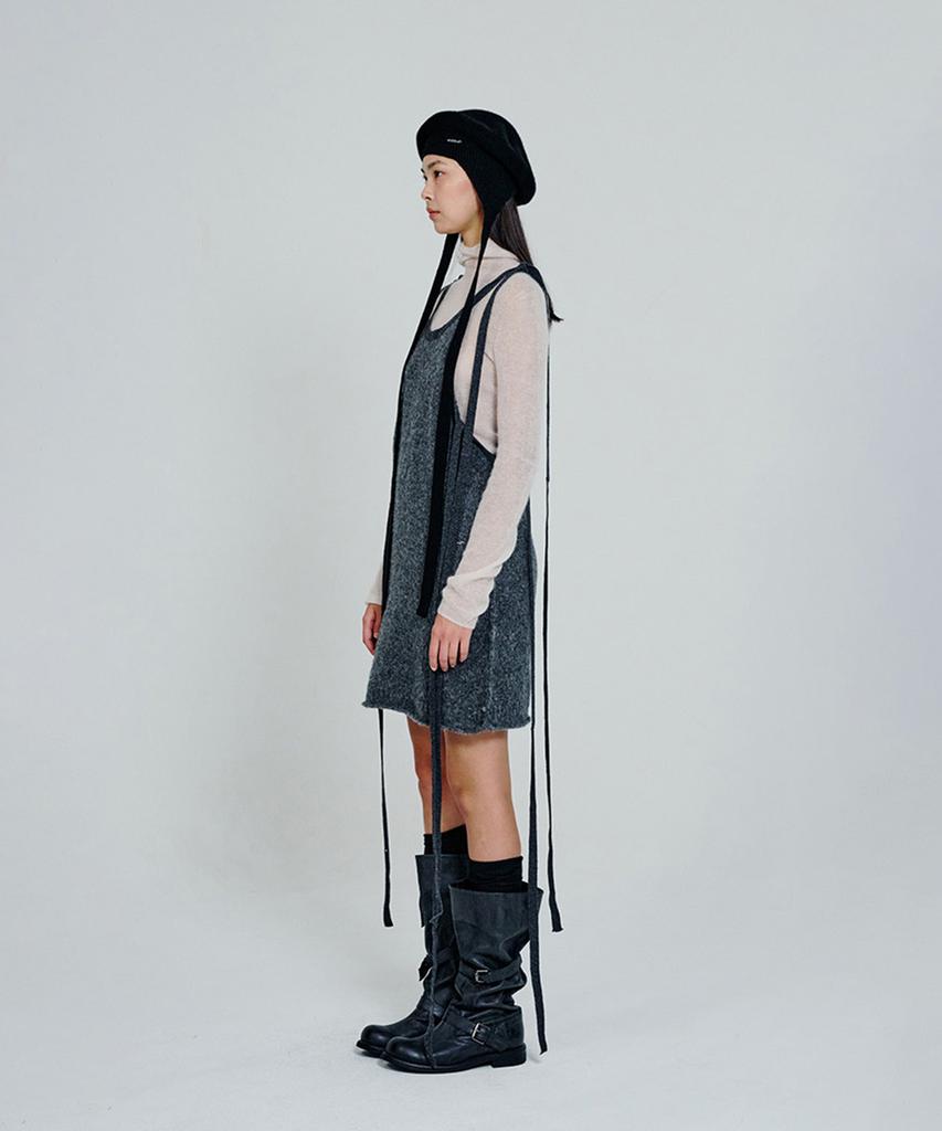 Deoaeteus Strap Detail Knit Mini Dress_Grey