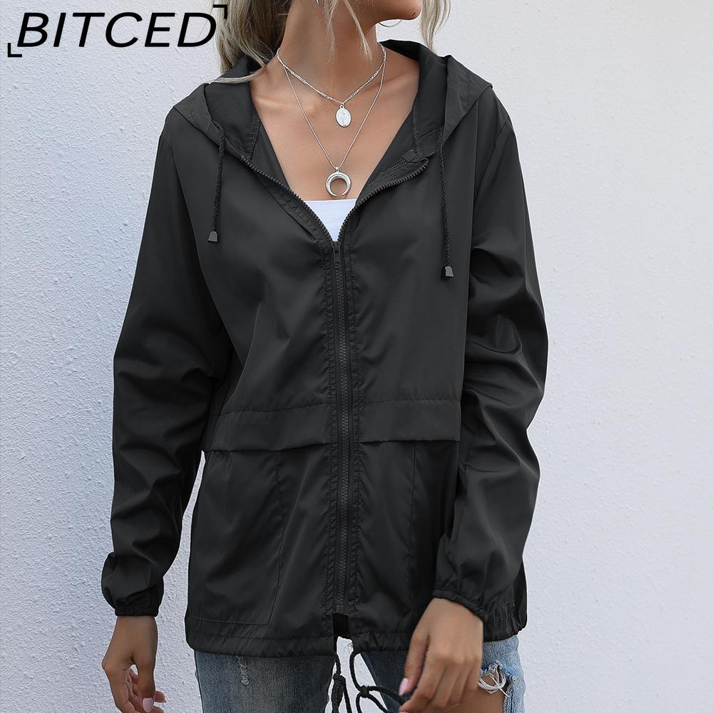 BITCED Women's Zipped Hooded Jacket Lightweight Outdoor Hiking Rainproof Jacket
