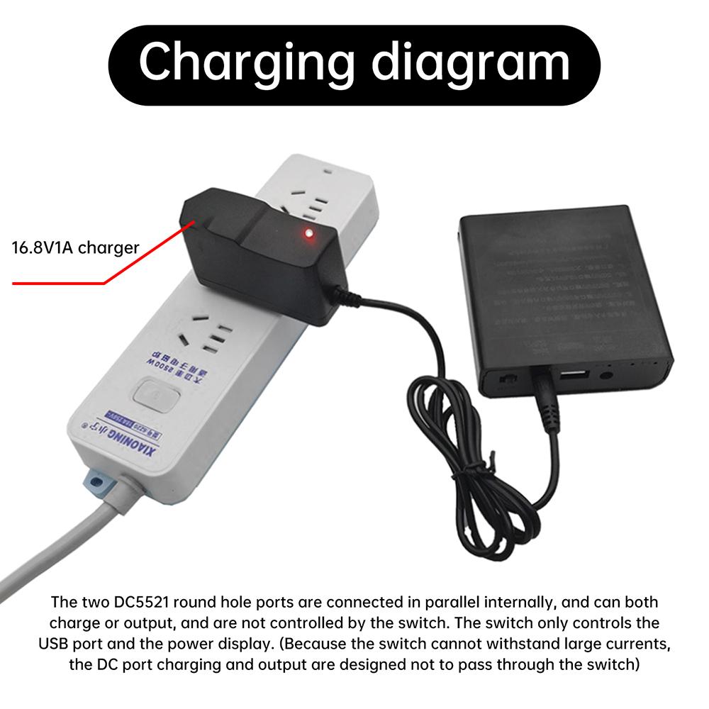 4x18650 Powerbank-Box DIY-Kit Batteriegehäusehalter 5V 16V Dual-Ausgang Mit Schalter für Router Handy Tablet Modem CCTV-Kamera