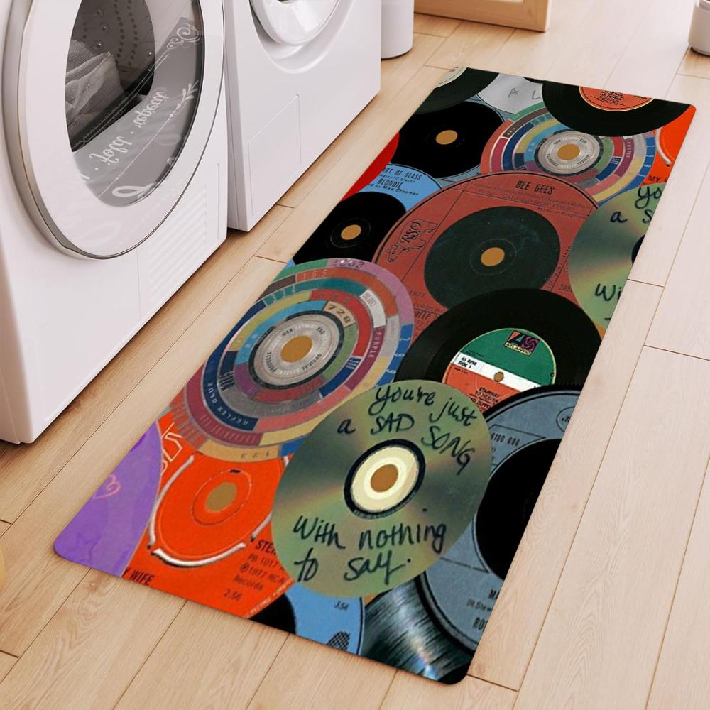 

Vintage Vinyl Runner Runner Graffiti Record Pattern Home Decor Long Carpet Soft Non-Slip Hallway Rug for Kitchen Living Room 40x120cm