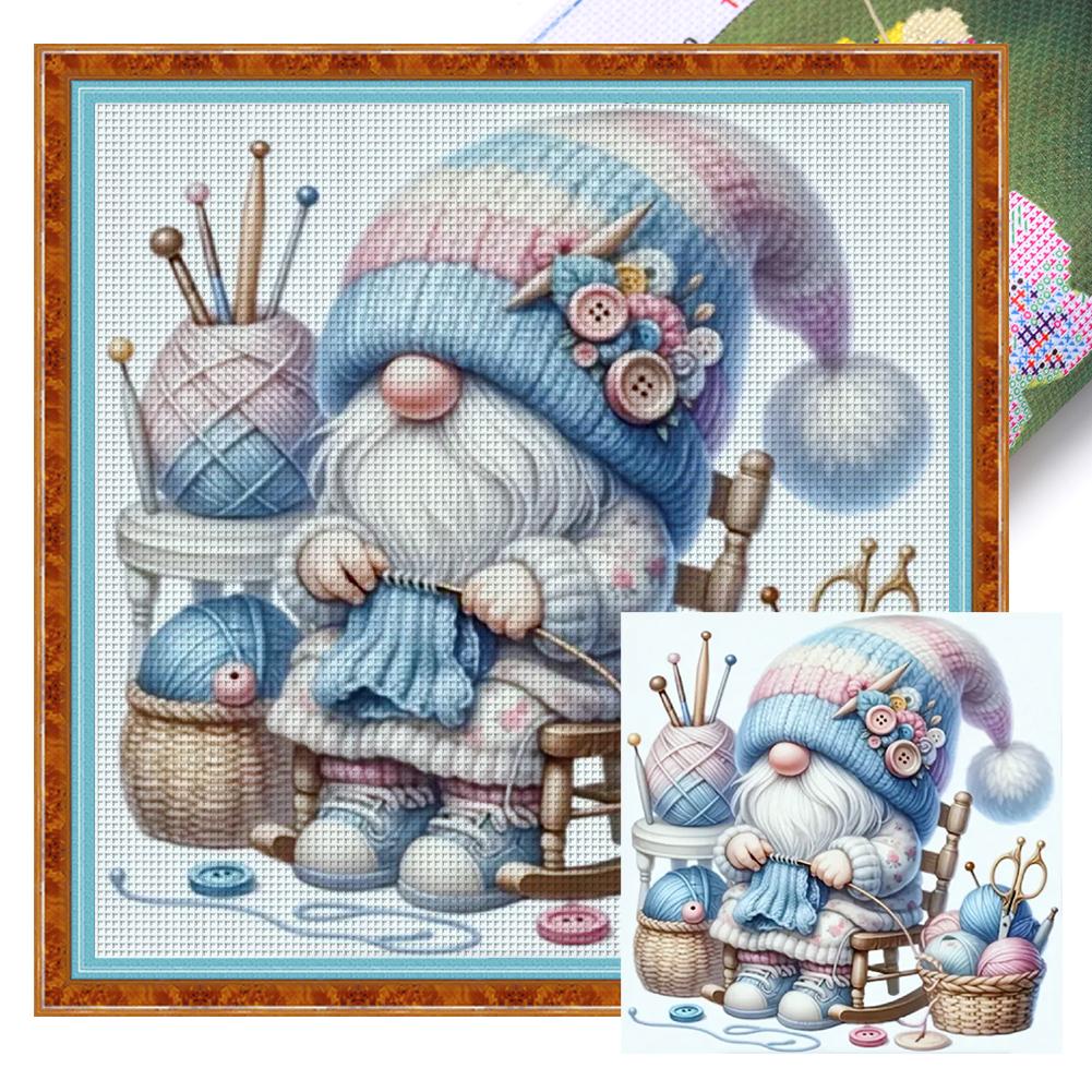 Full Embroidery Eco-cotton Thread 11CT Printed Gnome Cross Stitch Kit Art