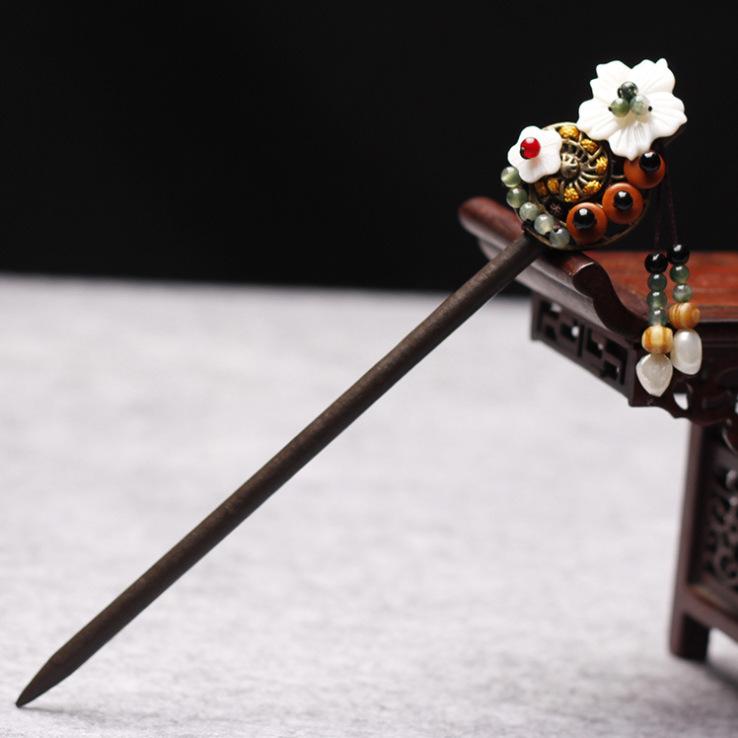 Retro Walking Hairpin, Ancient Hanfu Fringed Headdress, Hairpin, Court Classical Disc Hair, Wooden Hairpin, Hair Accessories