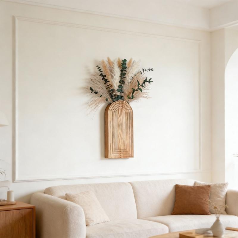 Natural Timber Wall hungry Display For Home Office Enhancement And Limited Space Cultivation