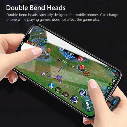 2M Double Bend 90° Right Angle Micro USB Type-c For Apple Interface LED Fast Charging Data Cable