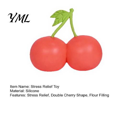 Stress Relieving Toys Double Cherry Relief Toy, Soft Fake Squeeze Tactile Flour Filling Sensory Fidget Toy for Hand Relaxation Portable