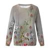 Damen Casual Fashion Blumendruck Langarm O-Ausschnitt Pullover Top Bluse