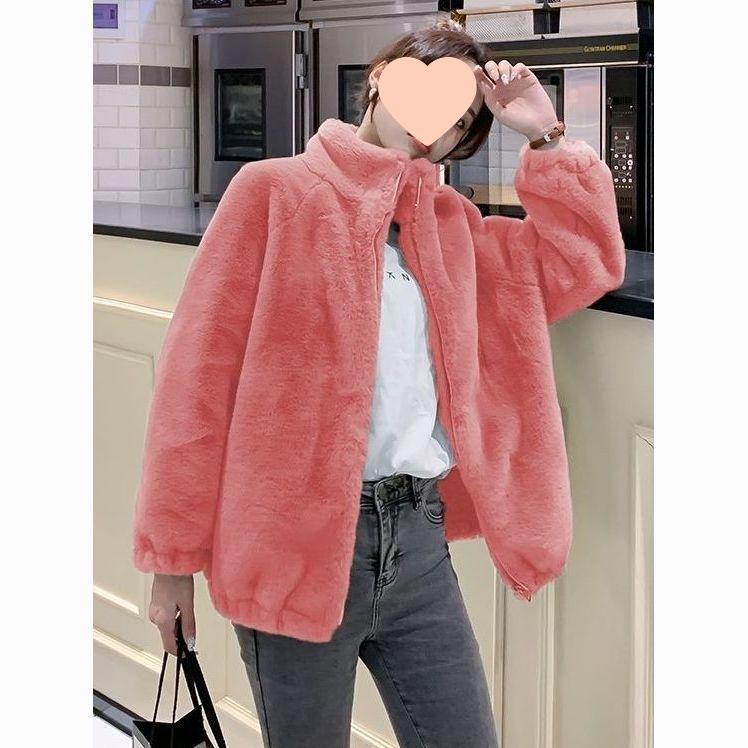 Fleece Thickened Jacket Coral Fleece Sweater Women's Autumn and Winter Design Sense Double-sided Fleece Stand-up Collar Warm Cardigan Wool Top