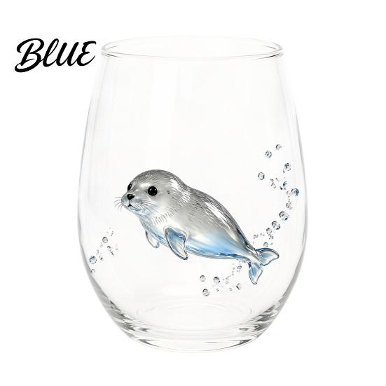 Vetro Dipinto a Mano Artigianale Animale Tema Trasparente Bicchiere Marino Manico Ergonomico Artigianale Cocktail Creativo da Bere per