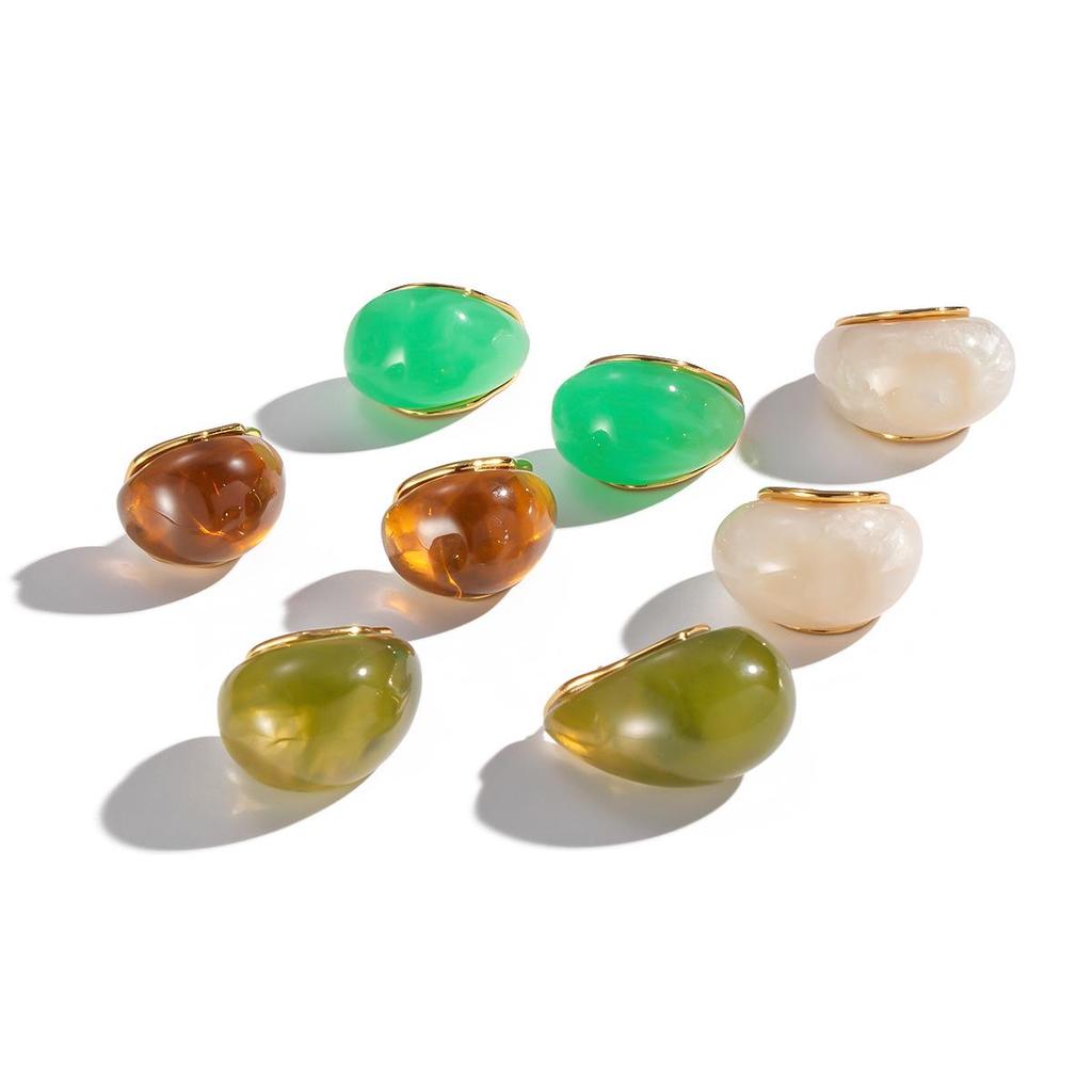 Xia Ling 18K Gold-Plated Dopamine Resin Stud Earrings for Women