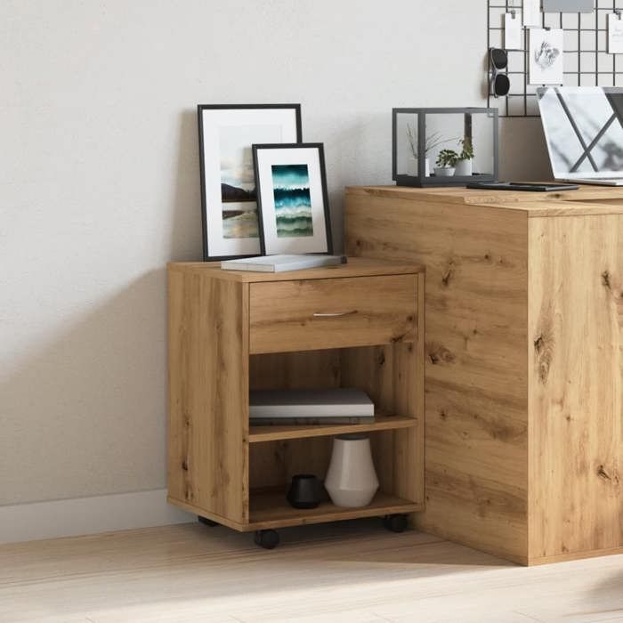 VidaXL Armoire roulante chêne artisanal 46x36x59 cm bois d'ingénierie, armoire, classeur mobile, meuble de bureau, armoire 856661